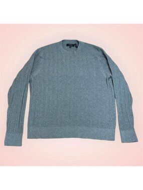 100% Merino Wool Theory Grey Knit Sweater sz XL EUC